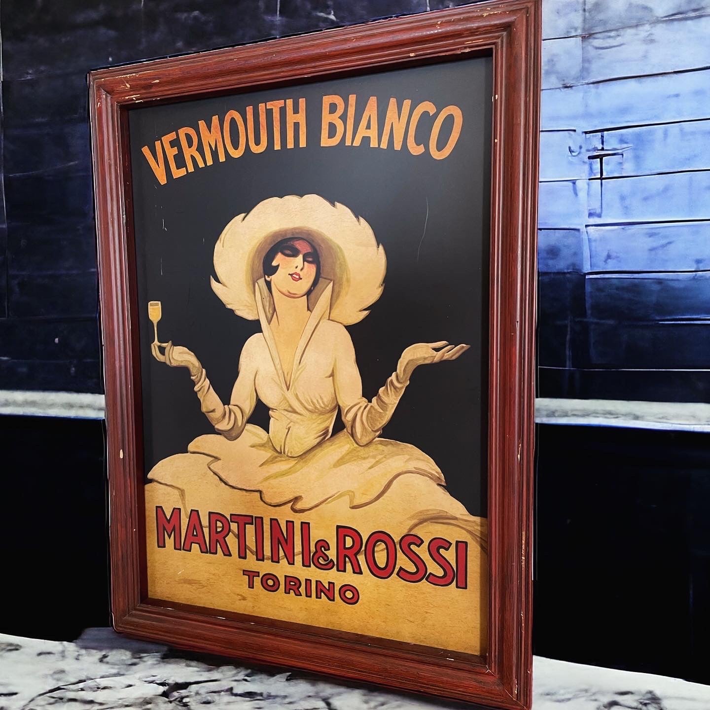 Grande quadro pubblicitario vermouth bianco Martini