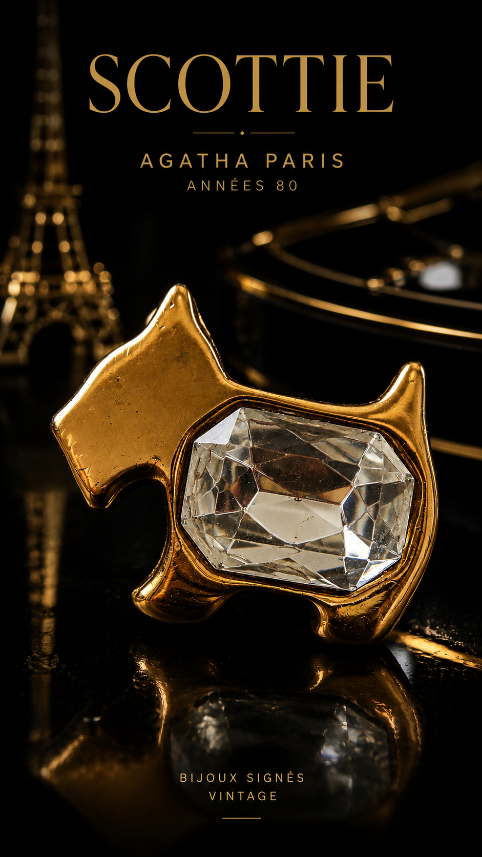 Spilla cane Scottie firmata Agatha Paris anni ‘80