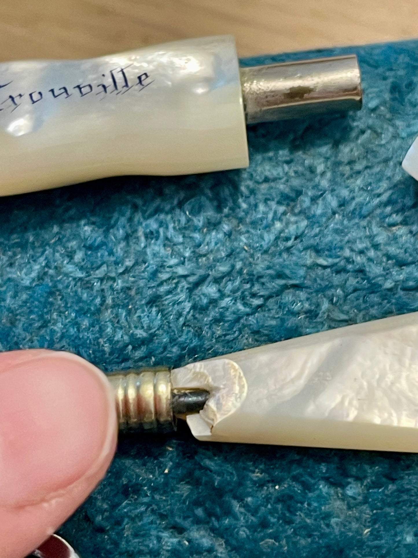 Cofanetto set cucito da viaggio vittoriano in madreperla