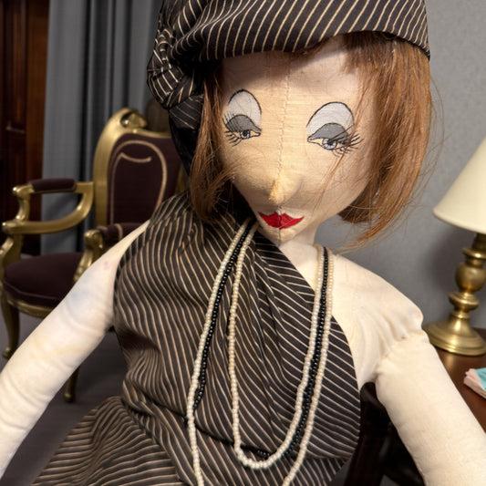 Bambola antica decorativa alta 1 metro, art Déco fatta a mano, circa anni ‘20-‘30