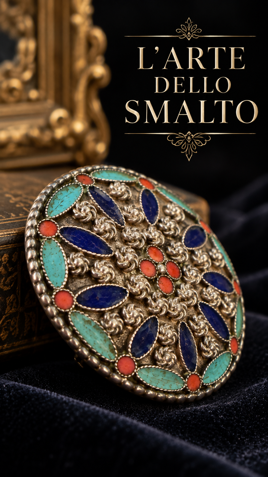 Spilla Amazigh berbera della Kabyle con smalti su argento