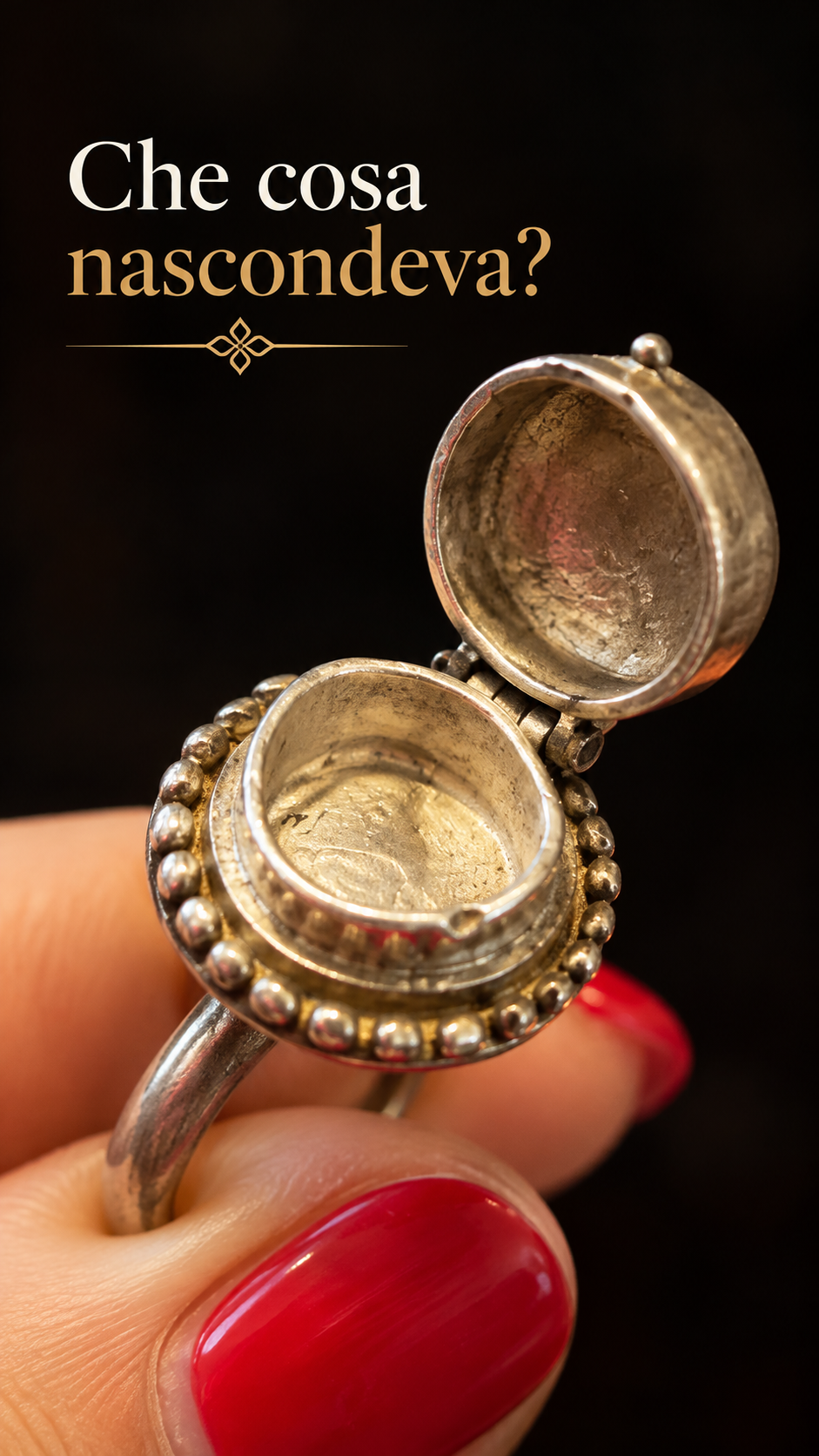 Poison ring anello da veleno con scomparto segreto in argento 825