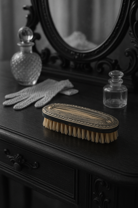 Splendida spazzolina da unghie in argento 800, antica, primo ‘900 decorato