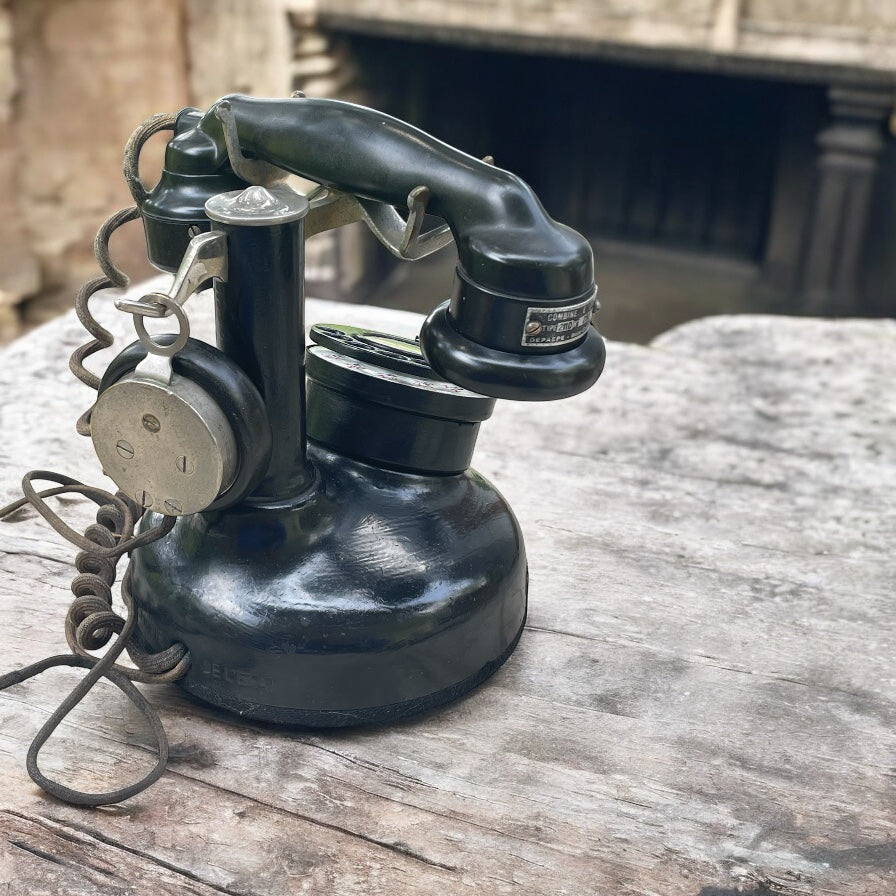 Antico telefono anni 20 Grammont combinato con cornetta e ascoltatore