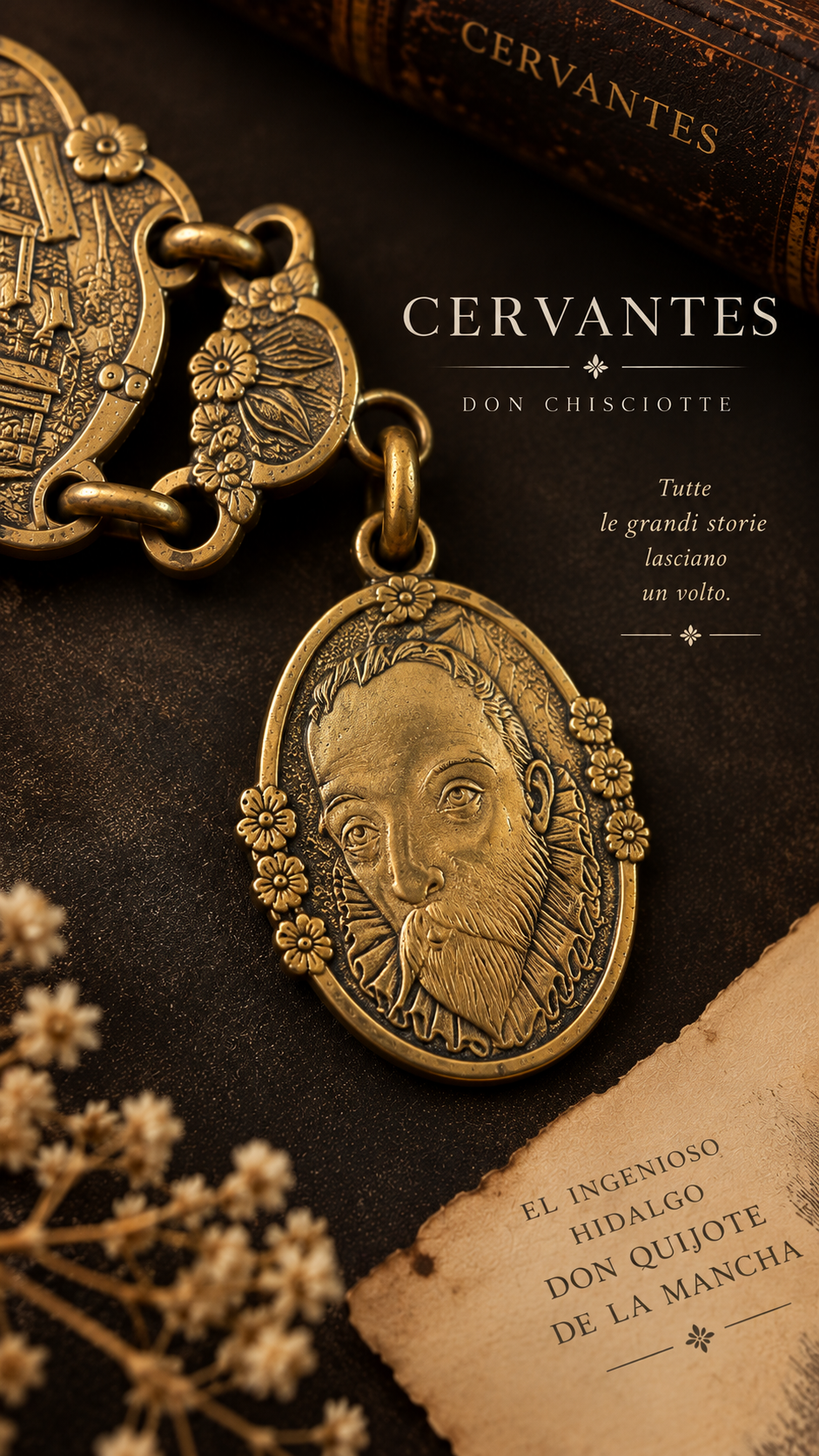Bracciale vintage anni ‘50 con narrazione Don Chisciotte Cervantes