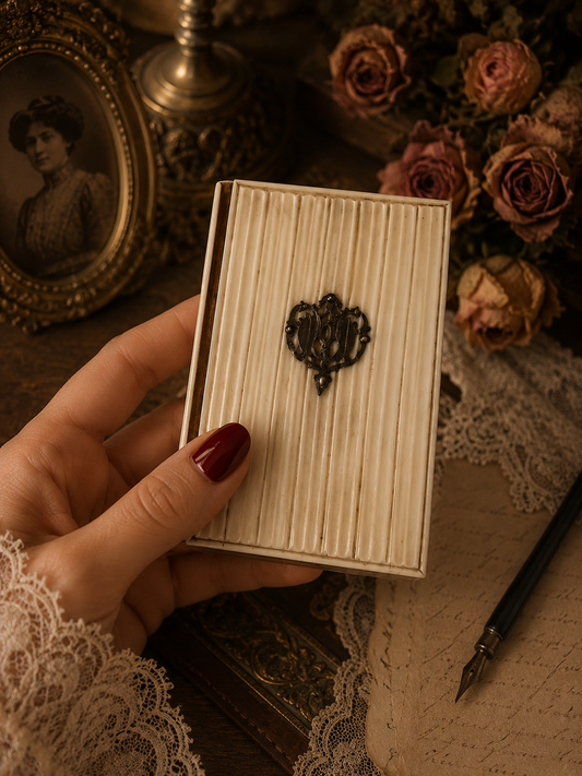 Carnet de bal Art Nouveau con applicazione argento e interno seta