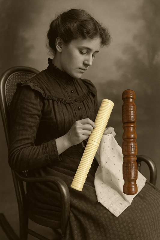 Coppia antichi porta aghi, uno in osso uno in legno, fine ‘800