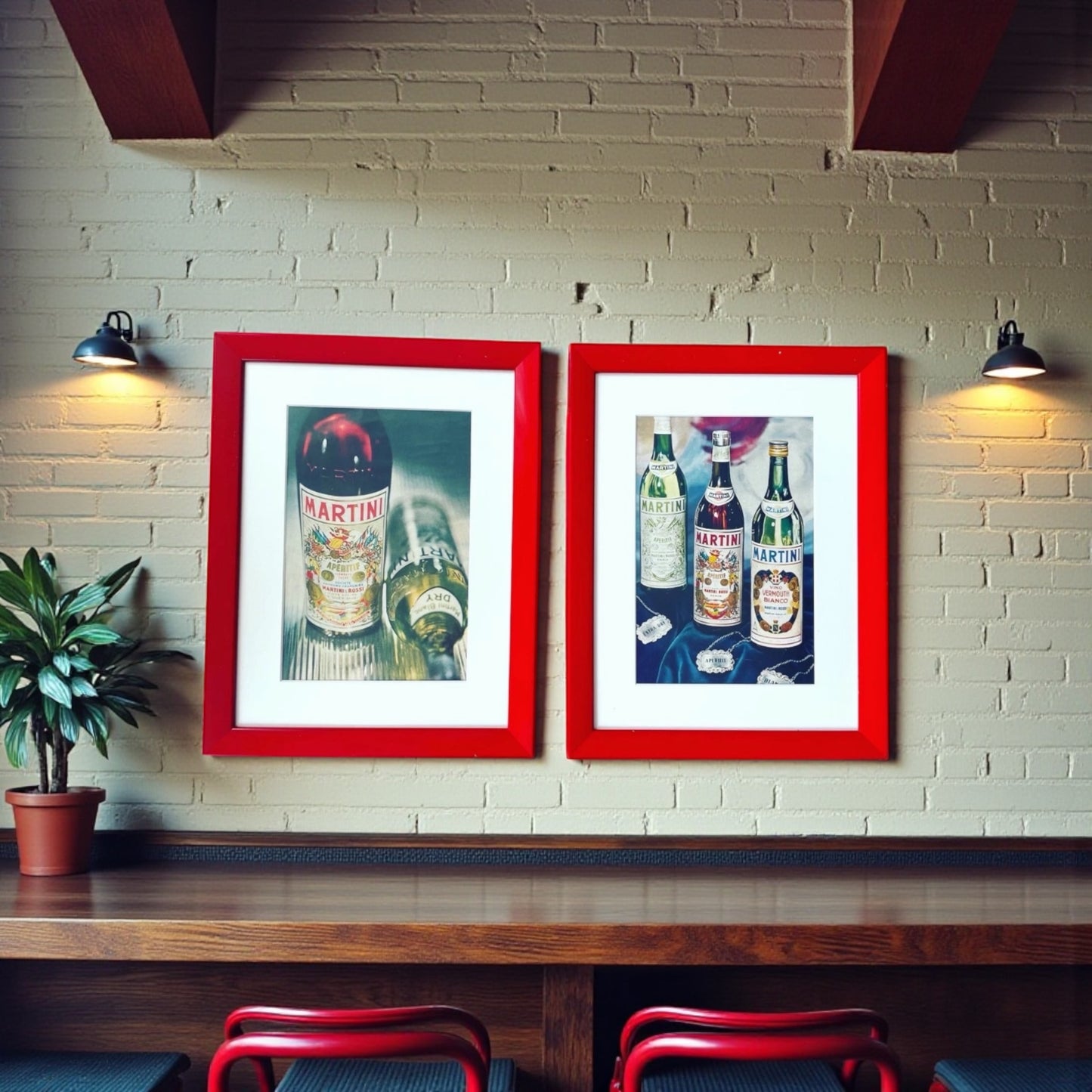 Coppia quadri decorativi Martini Vermouth pubblicità d’epoca 70s