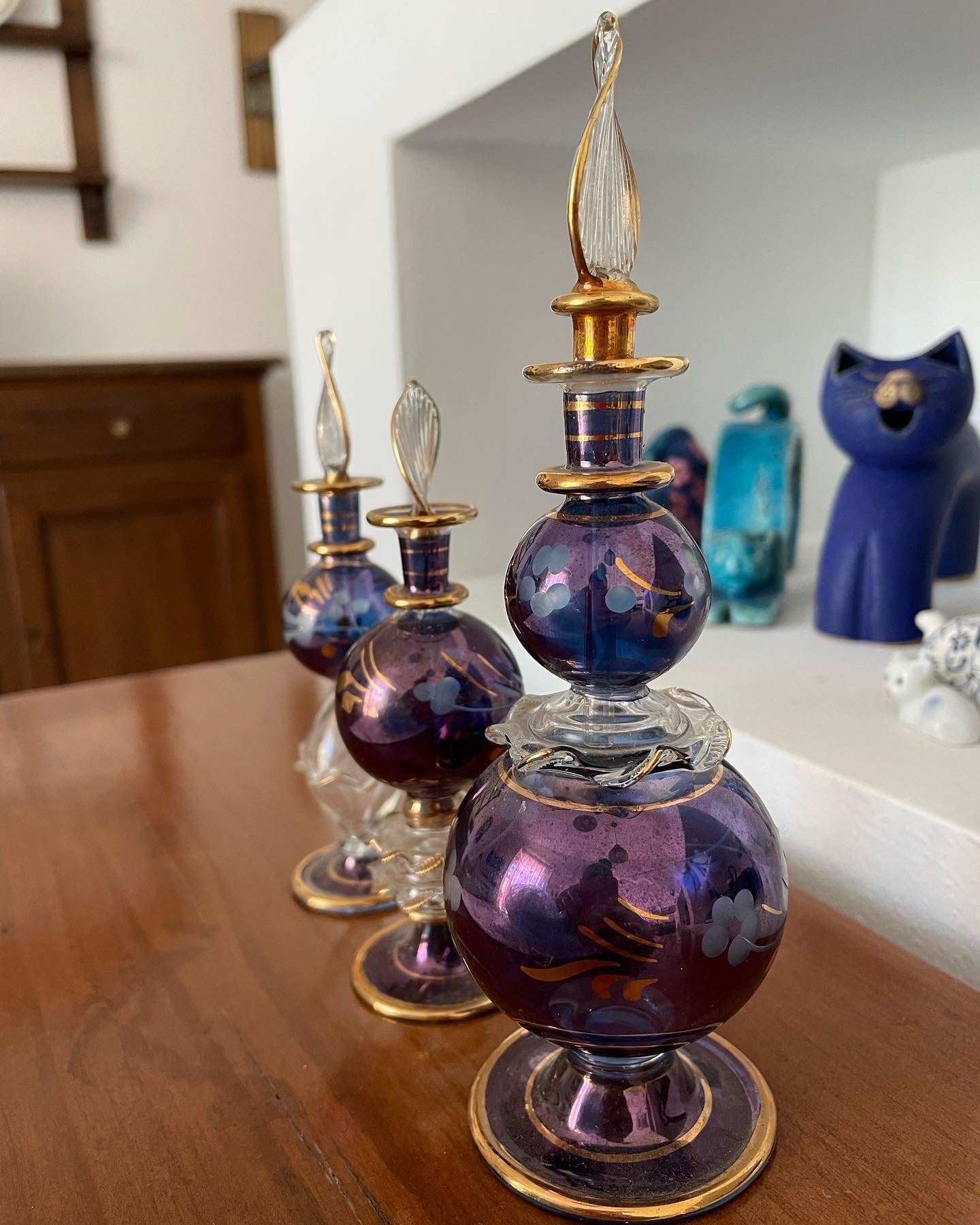 Antique blown glass perfume bottles