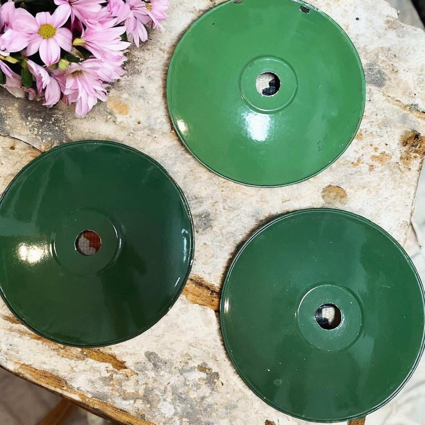 Lot 3 antique enamelled ceiling lights