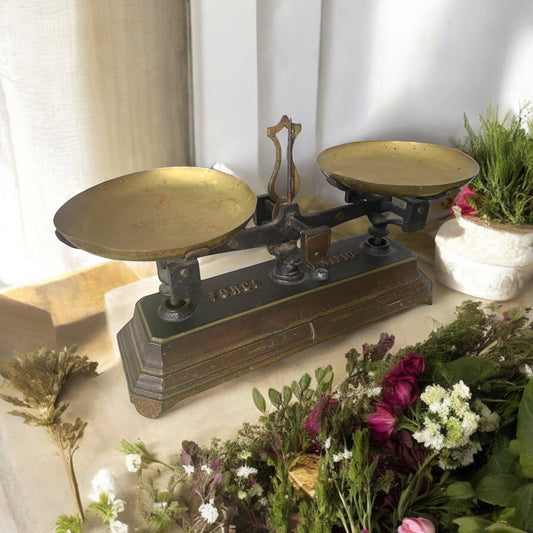 Bilancia da speziale, portata 1 kg, a due piatti. Tardo ‘800 - primo ‘900.