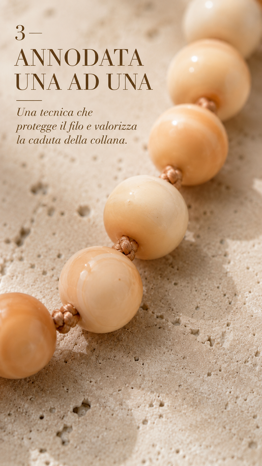 Collana in perle di autentica conchiglia corniola
