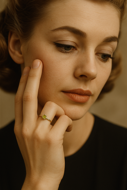 Anello francese argento e peridoto taglia brillante, ca anni ‘50-‘60