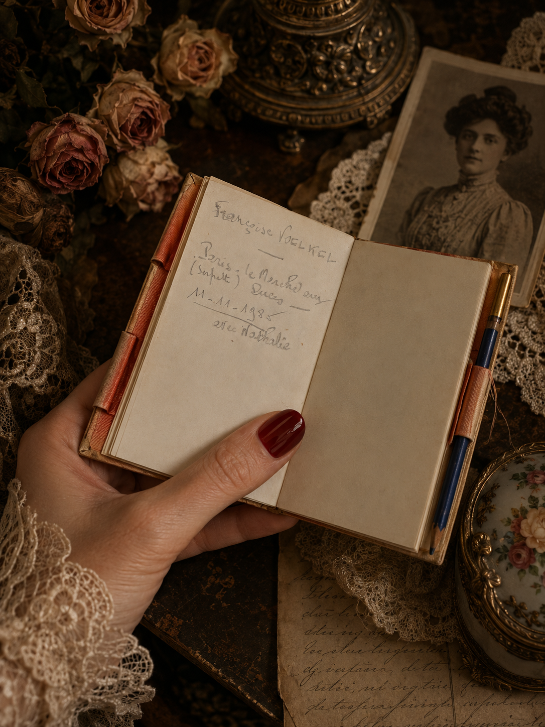 Carnet de bal Art Nouveau con applicazione argento e interno seta