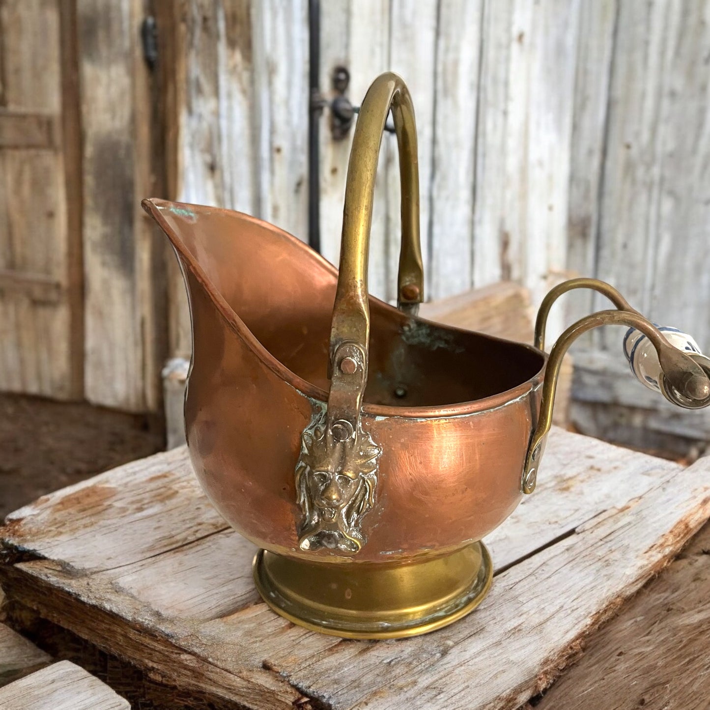 Old copper coal holder