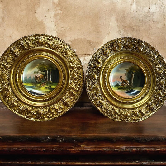 Pair of Antique Painted Wall Plates