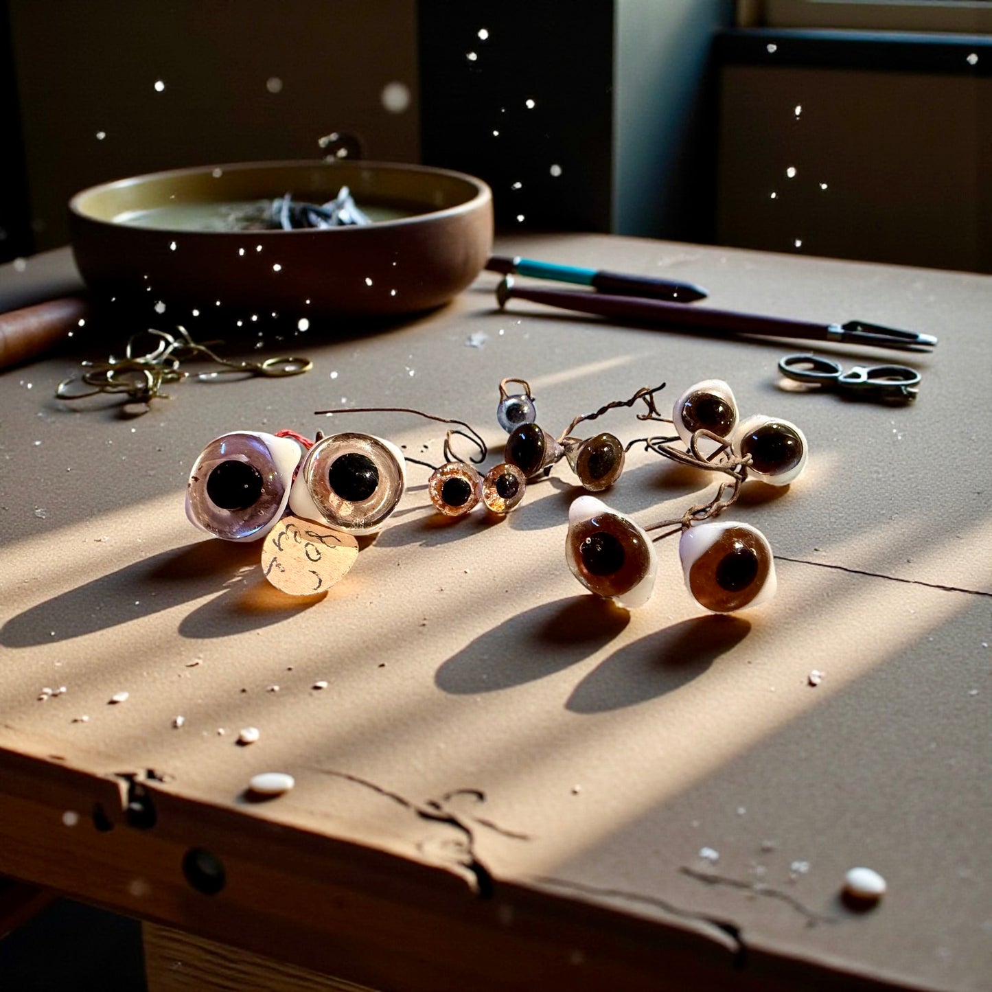 Set occhi di vetro per bambole e pupazzi, anni ‘20 - ‘30 da antico laboratorio