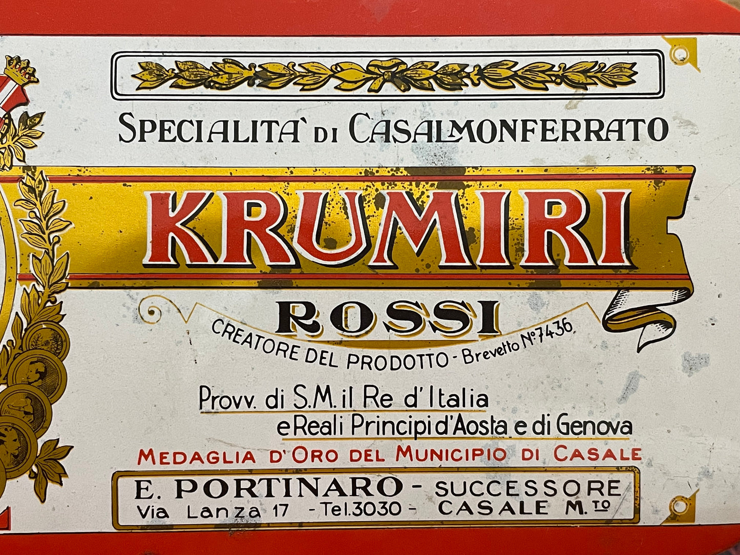 Scatola latta originale vintage Krumiri Rossi, primi anni ‘60