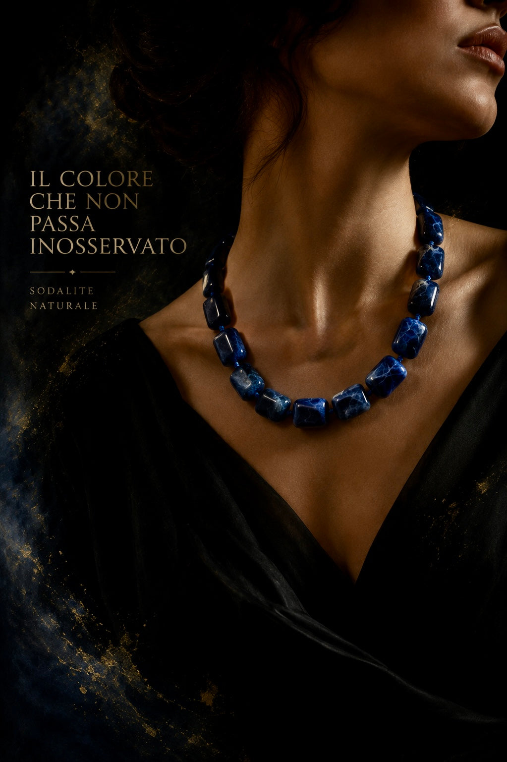 Splendida collana in autentica sodalite con chiusura gioiello