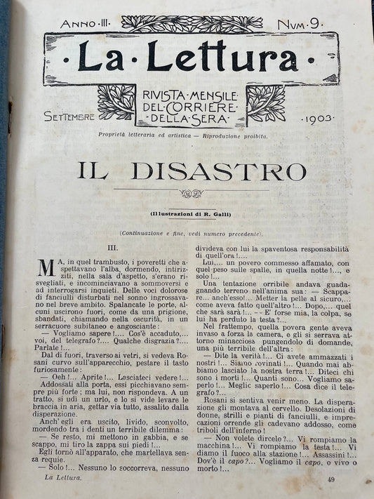 Rivista La Lettura settembre 1903, allegata al Corriere della Sera