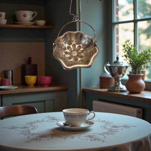 Antico passe-the argentato per filtrare risate e tè, primo ‘900