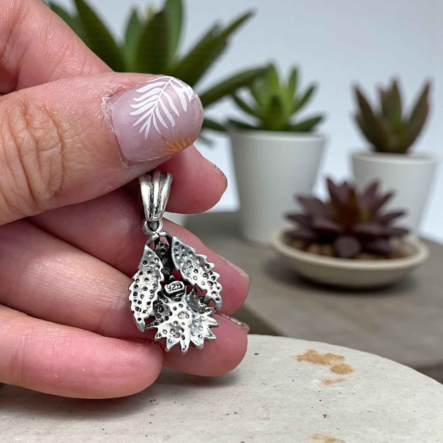 Pendente in argento 925, tedesco, stella alpina Edelweiss