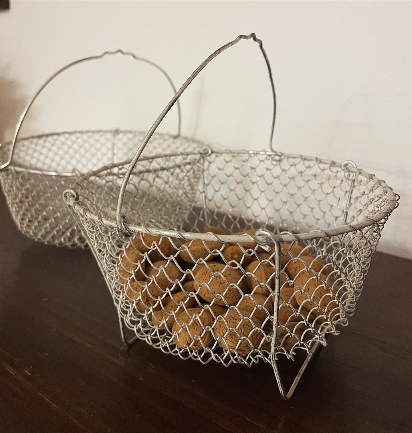 Pair of old folding salad baskets