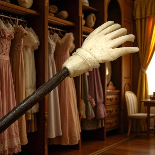 Mano in osso vittoriana, antico grattatore per testa e schiena