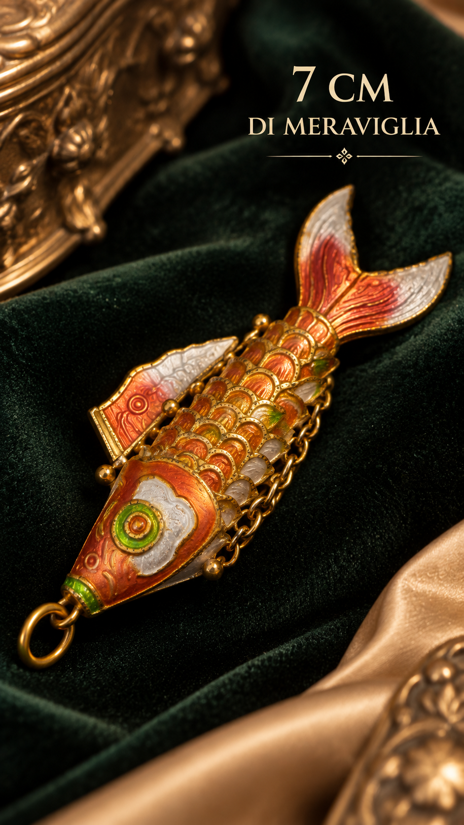 Pesce gioiello vintage pendente ciondolo snodato