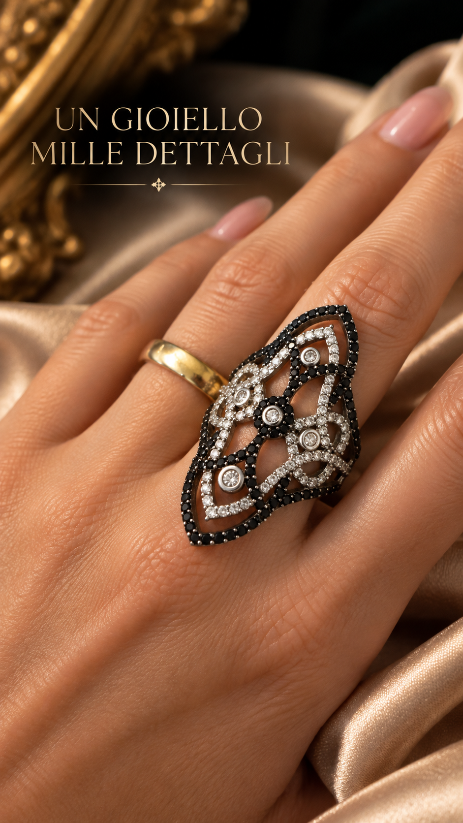 Splendido anello in argento “battaglia tra luce e ombra”