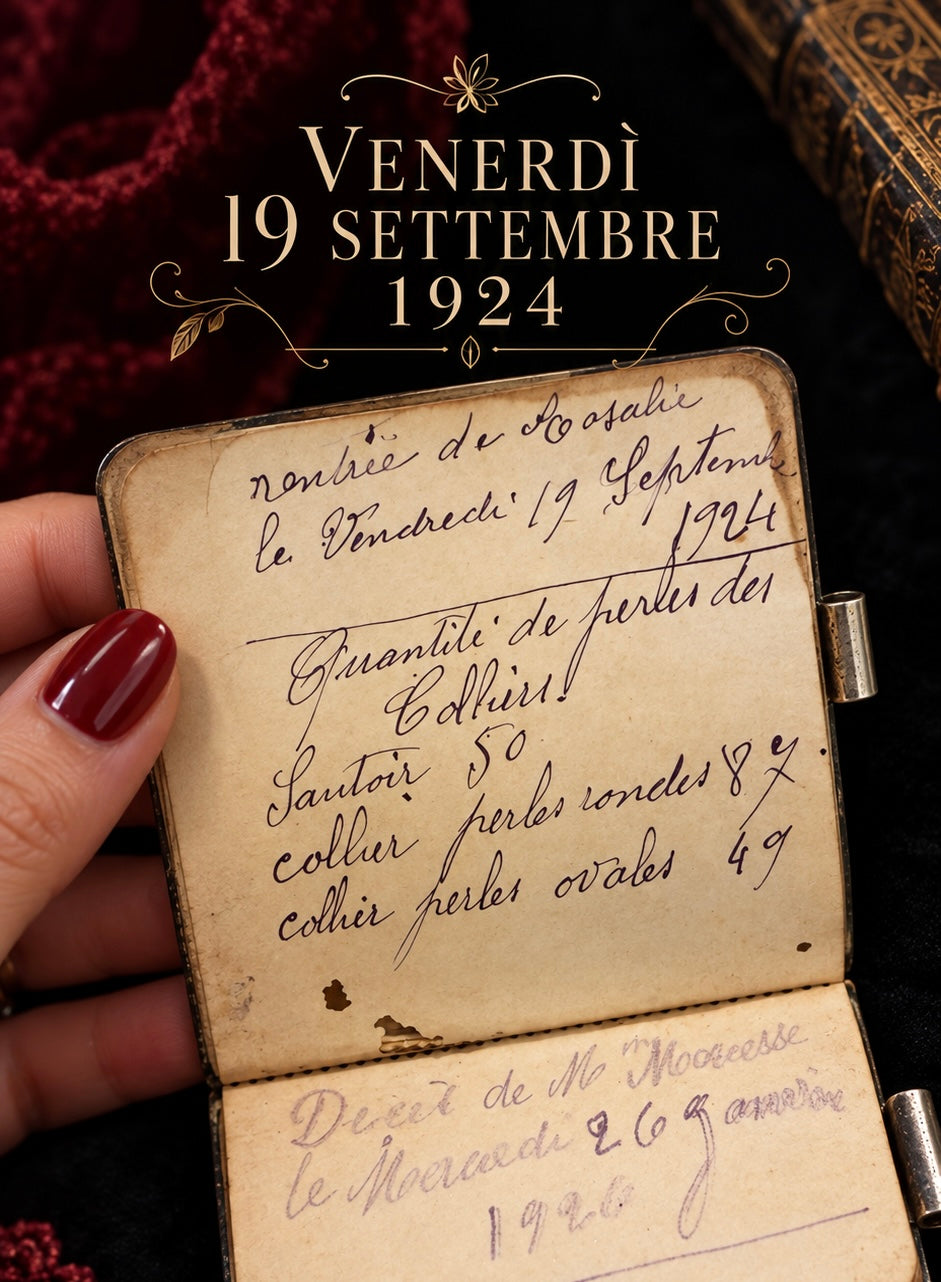 Antico Carnet de Bal Liberty con decorazione bifacciale e note private