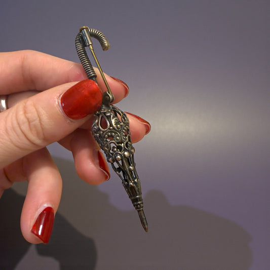 Spilla / pendente con filigrana in argento a guisa di ombrellino, fine ‘800 primo ‘900