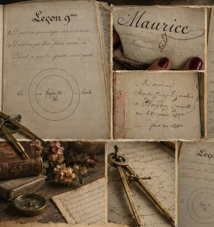 Manoscritto del 1840, 130 pagine sulla Geometria ed il nuovo sistema metrico, firmato