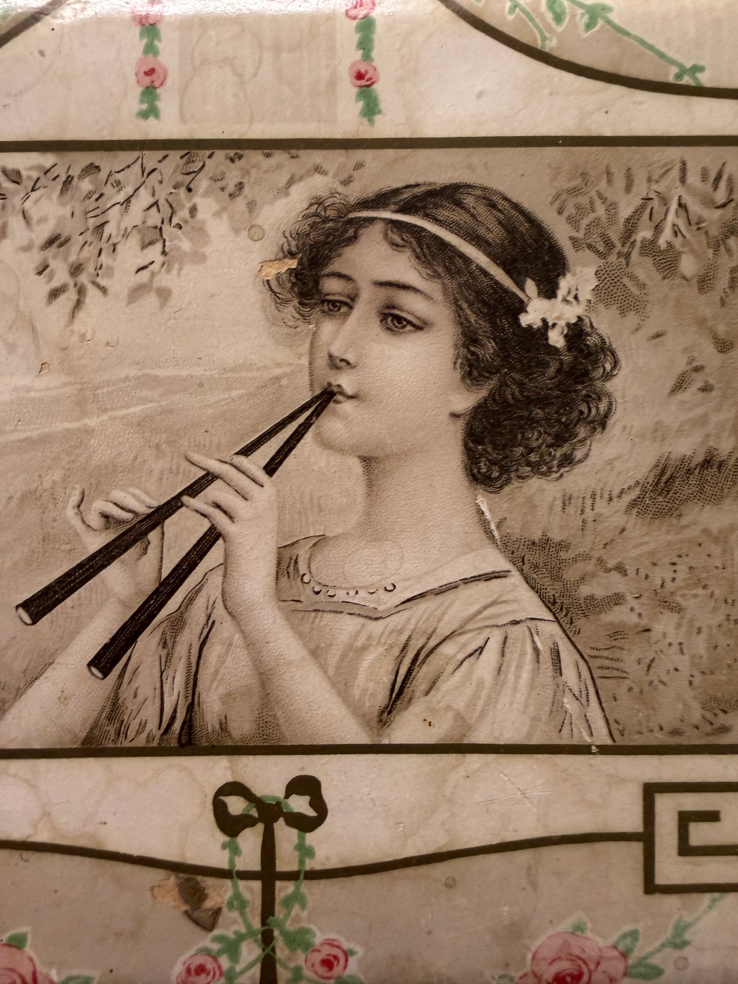 Scatola da cucito tardo Liberty, meravigliosa litografia