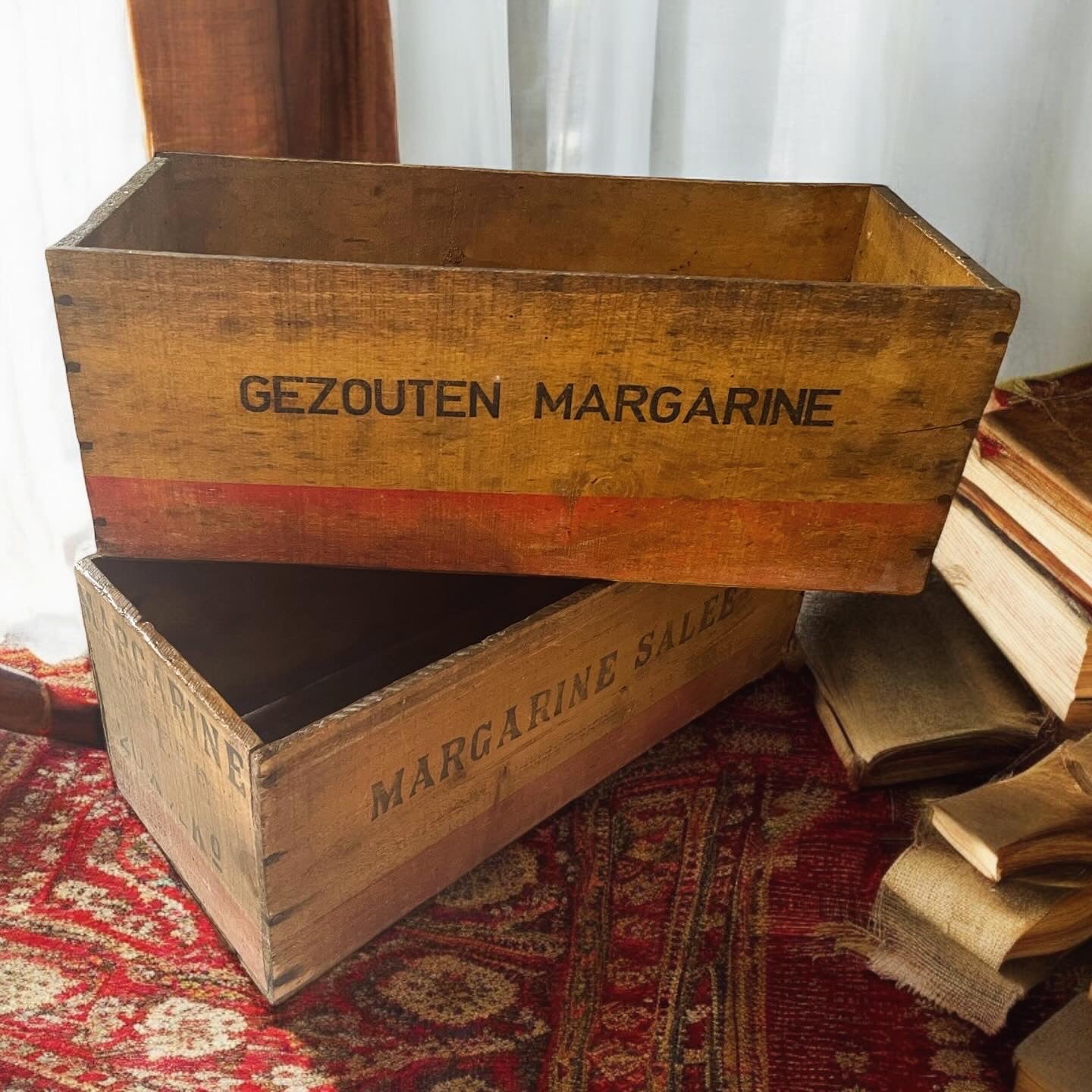 Pair of Antique Food Boxes Margarine