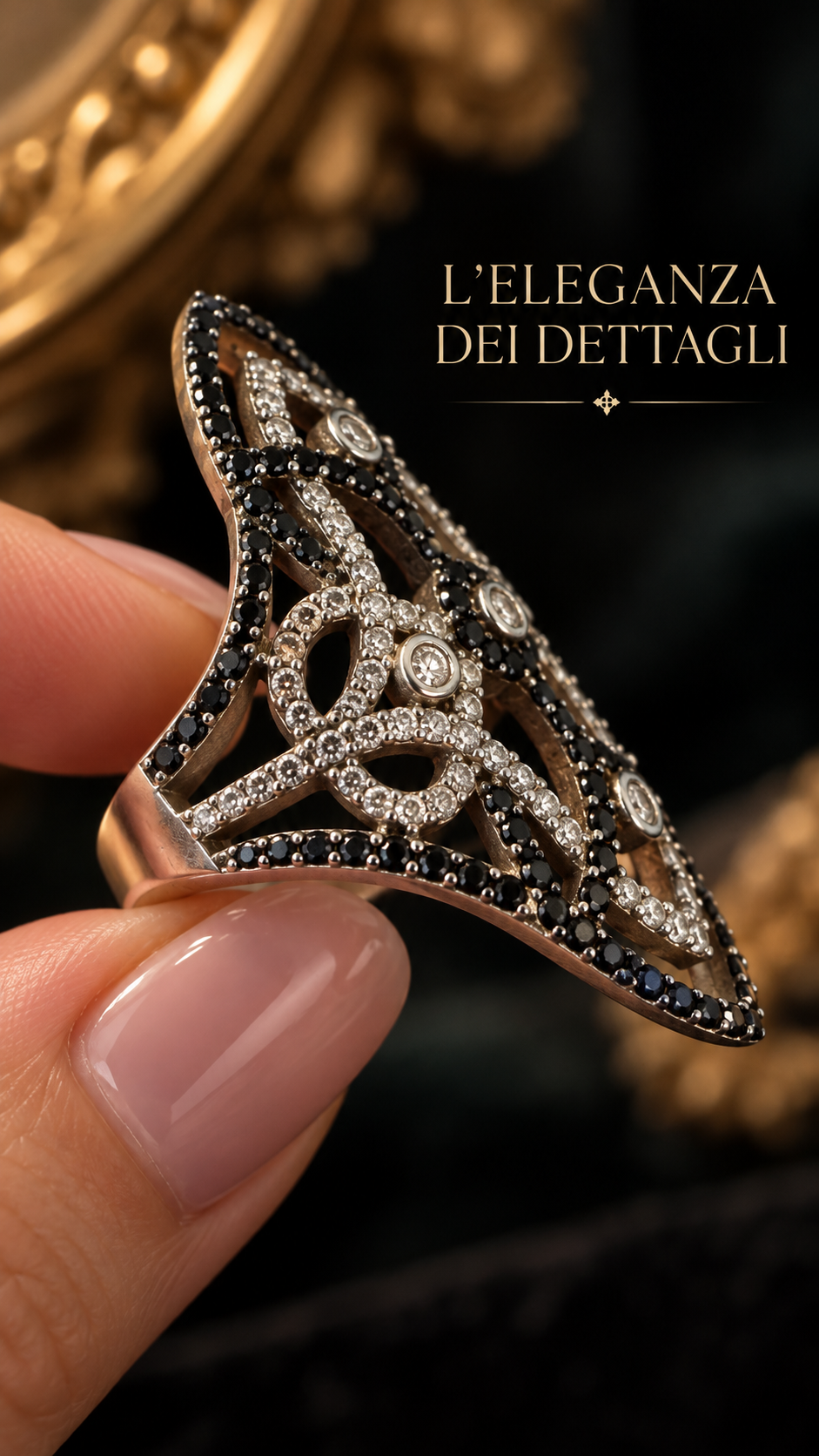 Splendido anello in argento “battaglia tra luce e ombra”