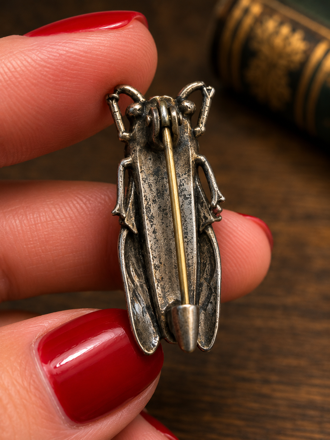Spilla gioiello liberty cicala placcata argento