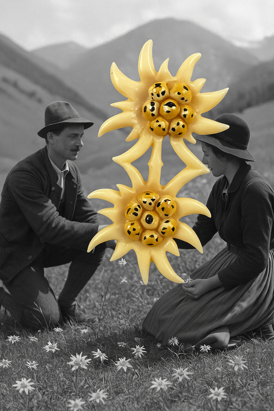 Spilla in galalite doppia Edelweiss d’epoca
