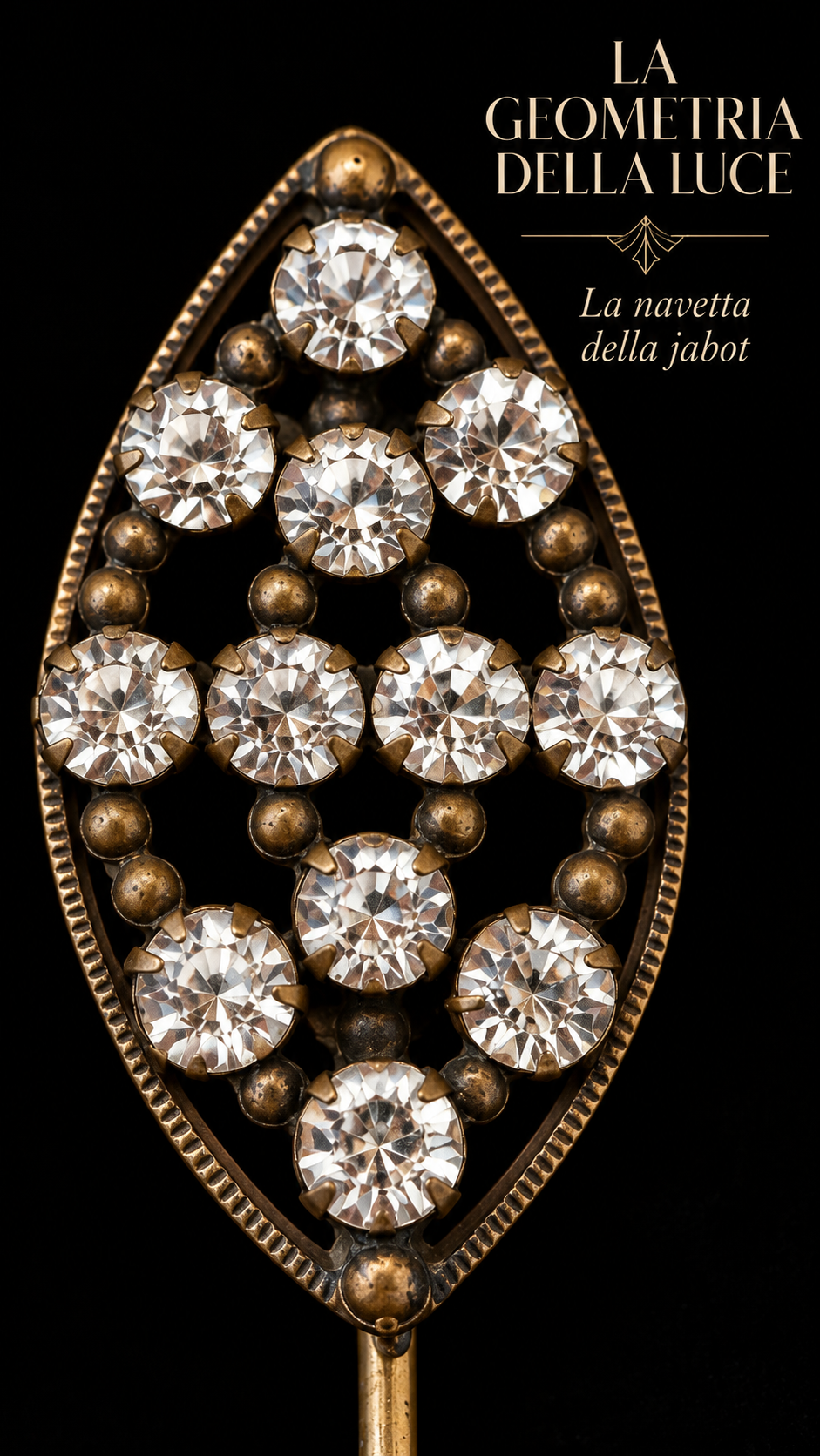 Antica spilla jabot art déco anni ‘20 - ‘30 con navetta ed elemento mobile a cuore