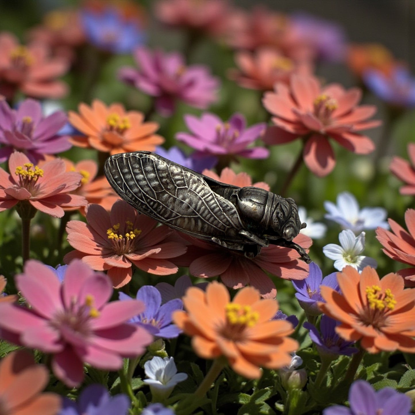 Antica spilla a guisa di cicala in argento, fine ‘800, simbolo colto lavorazione finissima