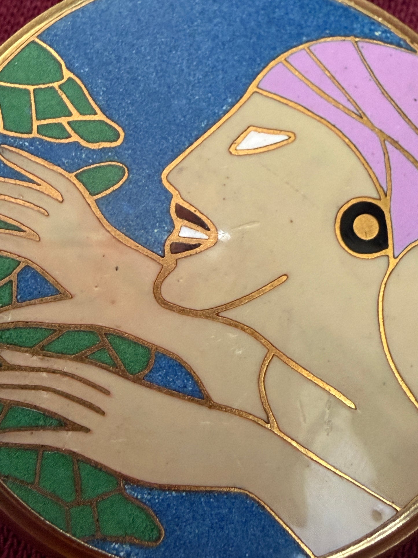 Porta cipria con specchio da borsetta tardo Déco - modernista, anni 30-40