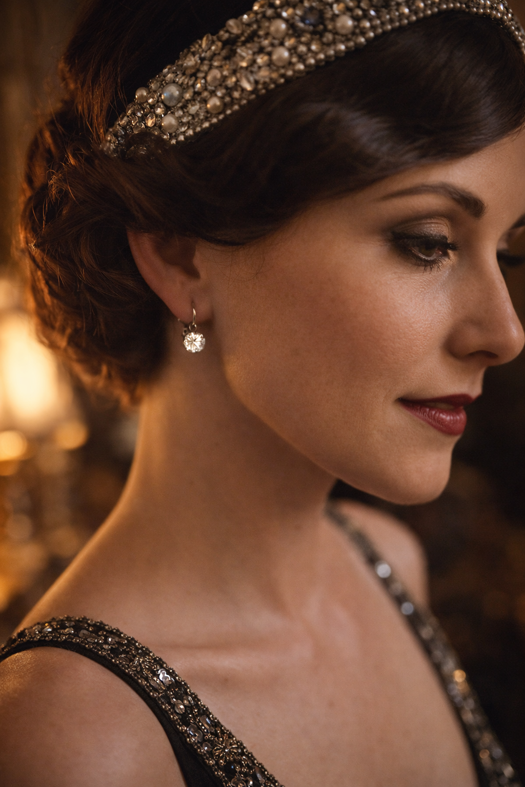 Antichi orecchini in argento taglio brillante con castone alto, completi di custodia, anni ‘20