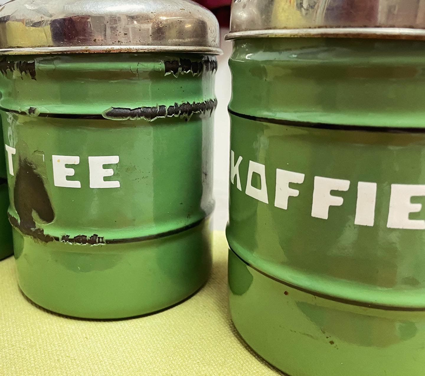 1930s enamel spice jars