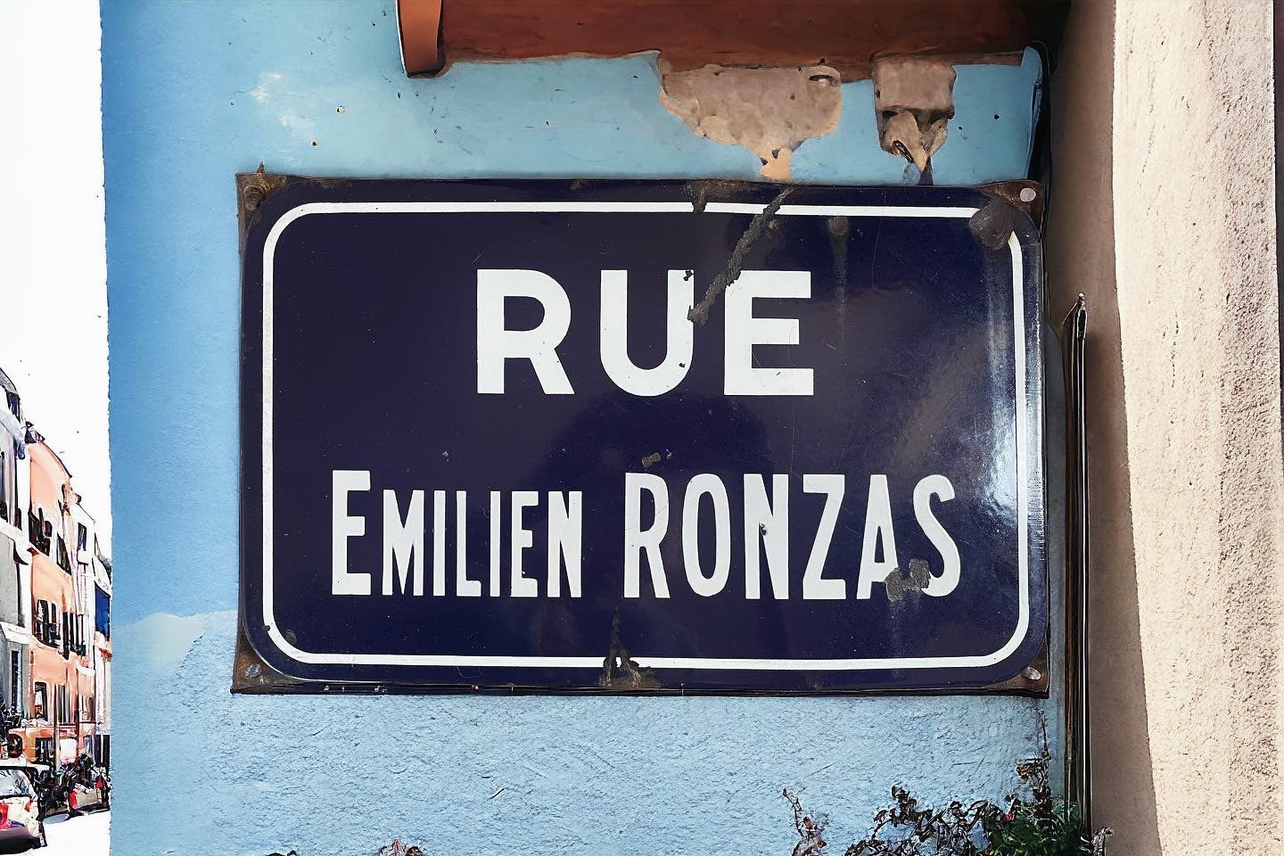 Ancient enamelled street plaque