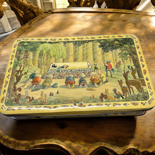 Antica rarissima scatola latta Snow White Disney Biancaneve anni ‘40