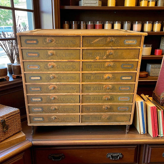 Grande cassettiera mobile merceria Cucirino Tre Stelle anni ‘30