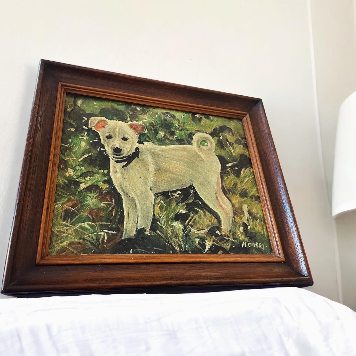 Vintage oil painting puppy