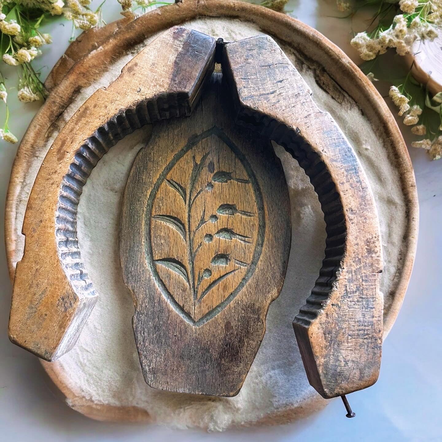 Antique floral butter mold