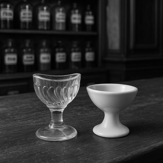 Coppia di antichi lavaocchi per bagni oculari, primissimo ‘900