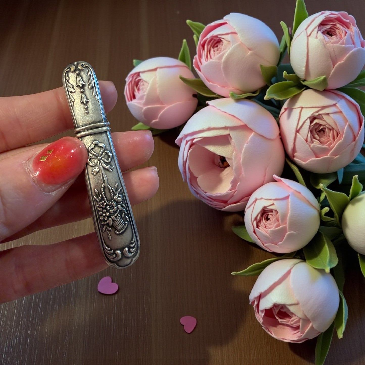 Porta aghi in argento testato fine ‘800 primo ‘900, decorazione Liberty